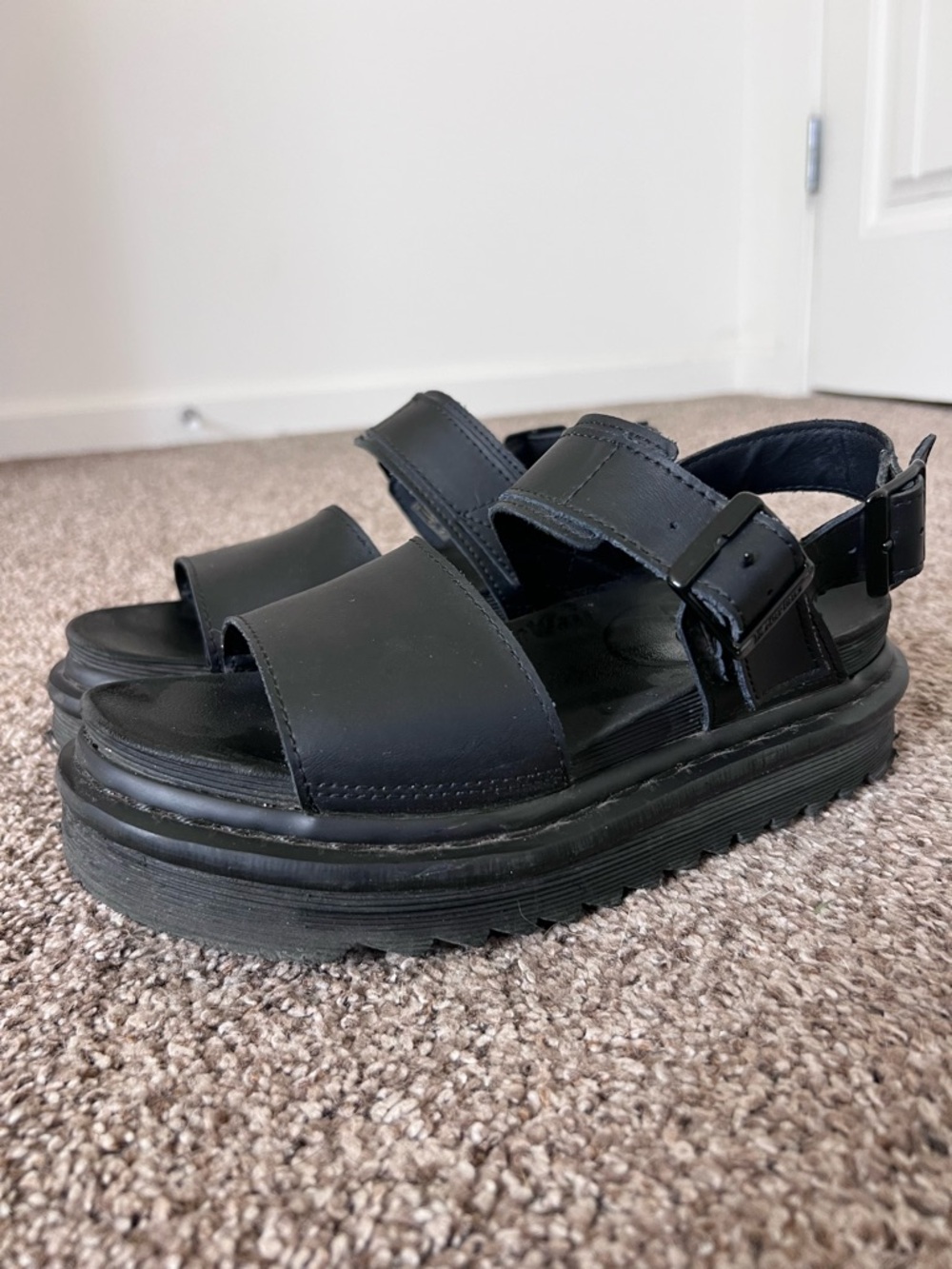 Dr. Martens Black Leather Platform Sandals